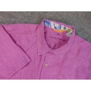Tommy Bahama Shirt Mens Med Purple Linen Chambray